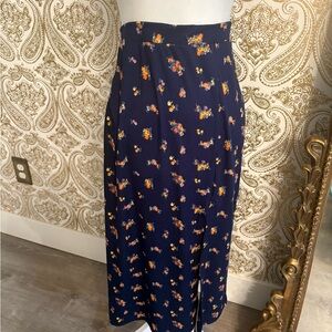 Good Luck Gem Navy Floral Midi Skirt